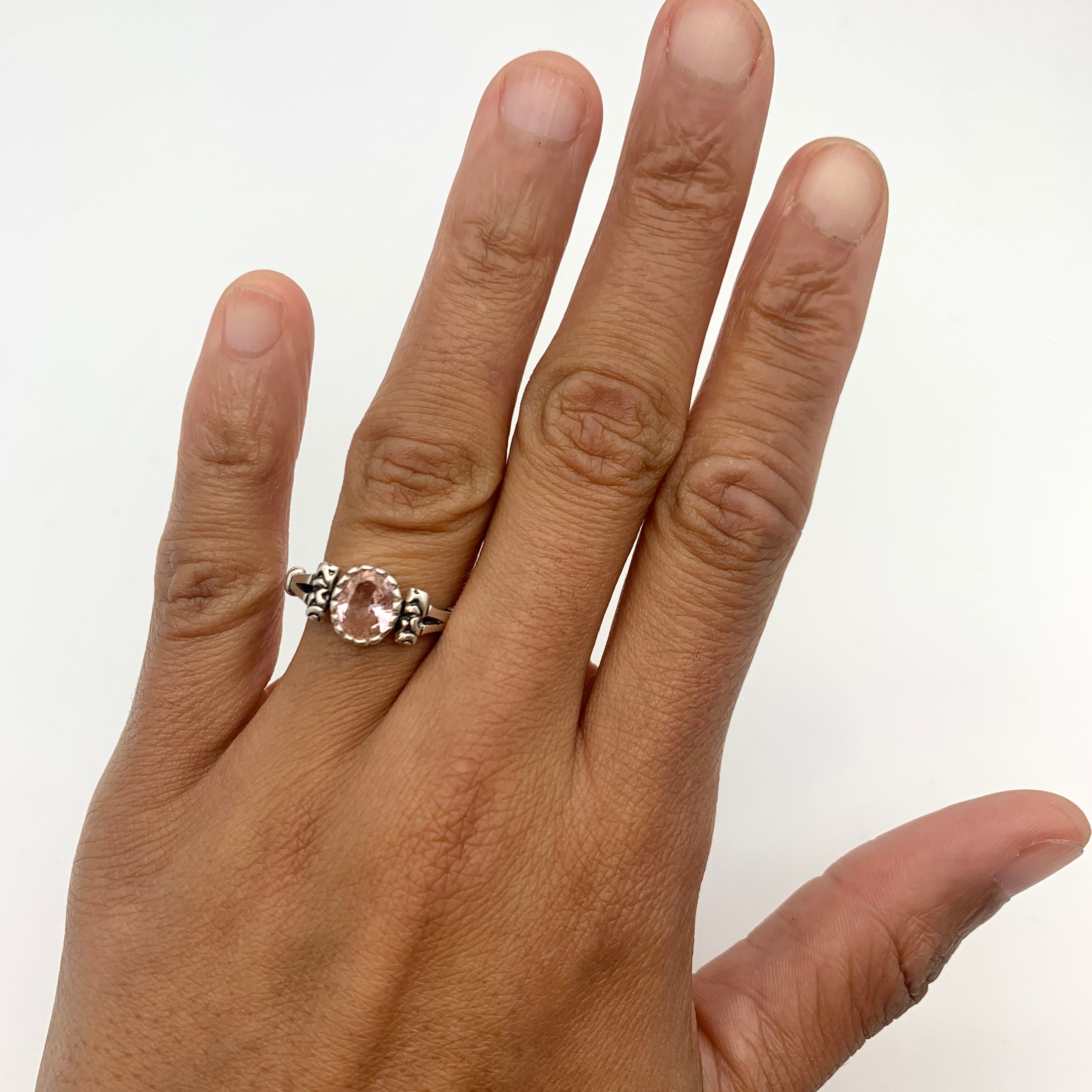 2945-R-cMOR: Sterling Silver 925 Created Morganite