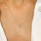 Genuine Blue Diamond Necklace – 14k Solid Gold Necklace – Dainty Diamond Necklace