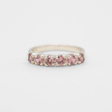Gold Morganite Ring - Pink Stackable Band - Half Eternity Ring