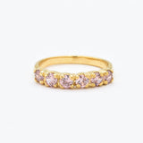 Gold Morganite Ring - Pink Stackable Band - Half Eternity Ring