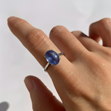 Elegant Tanzanite Oval Ring in 925 Sterling Silver, perfect for everyday wear and special occasions like birthdays.