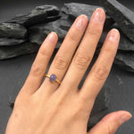 Elegant 18k Gold Vermeil Tanzanite Ring with a stunning purple oval gemstone, perfect for gifting and everyday elegance.