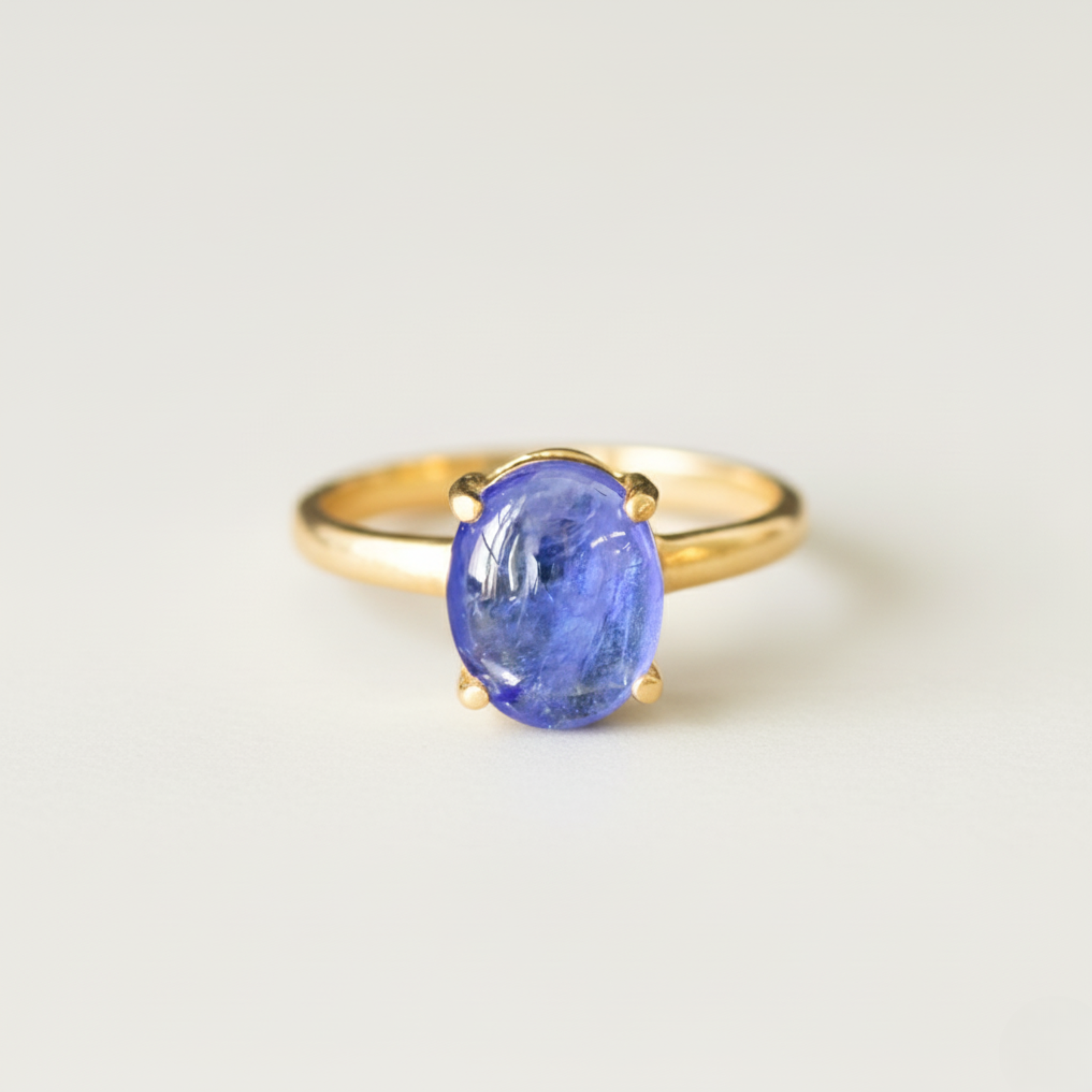 Gold Tanzanite Ring - Purple Oval Ring - December Birthstone Ring made in 18k Gold Vermeil. Ideal for everyday wear and perfect for birthday gifting and special occasions.