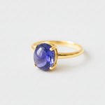Stunning 18k Gold Vermeil Ring featuring a rich purple oval Tanzanite, designed for stylish everyday wear and memorable gifts.