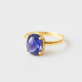 Stunning 18k Gold Vermeil Ring featuring a rich purple oval Tanzanite, designed for stylish everyday wear and memorable gifts.