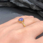 Gold Tanzanite Ring - Purple Oval Ring - December Birthstone Ring made in 18k Gold Vermeil. Ideal for everyday wear and perfect for birthday gifting and special occasions.