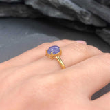 Gold Tanzanite Ring - Purple Oval Ring - December Birthstone Ring made in 18k Gold Vermeil. Ideal for everyday wear and perfect for birthday gifting and special occasions.