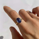 Chic 18k Gold Vermeil Ring featuring a vibrant purple oval Tanzanite, ideal for special occasions and daily wear.
