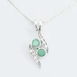 Natural Emerald Pendant made in 925 Sterling Silver with Round Natural Green Emerald in Two-Stone setting, May Birthstone gift idea, symbolizes growth, harmony, and deep emotional healing, ideal for everyday wear and perfect for birthday gifting and special occasions.