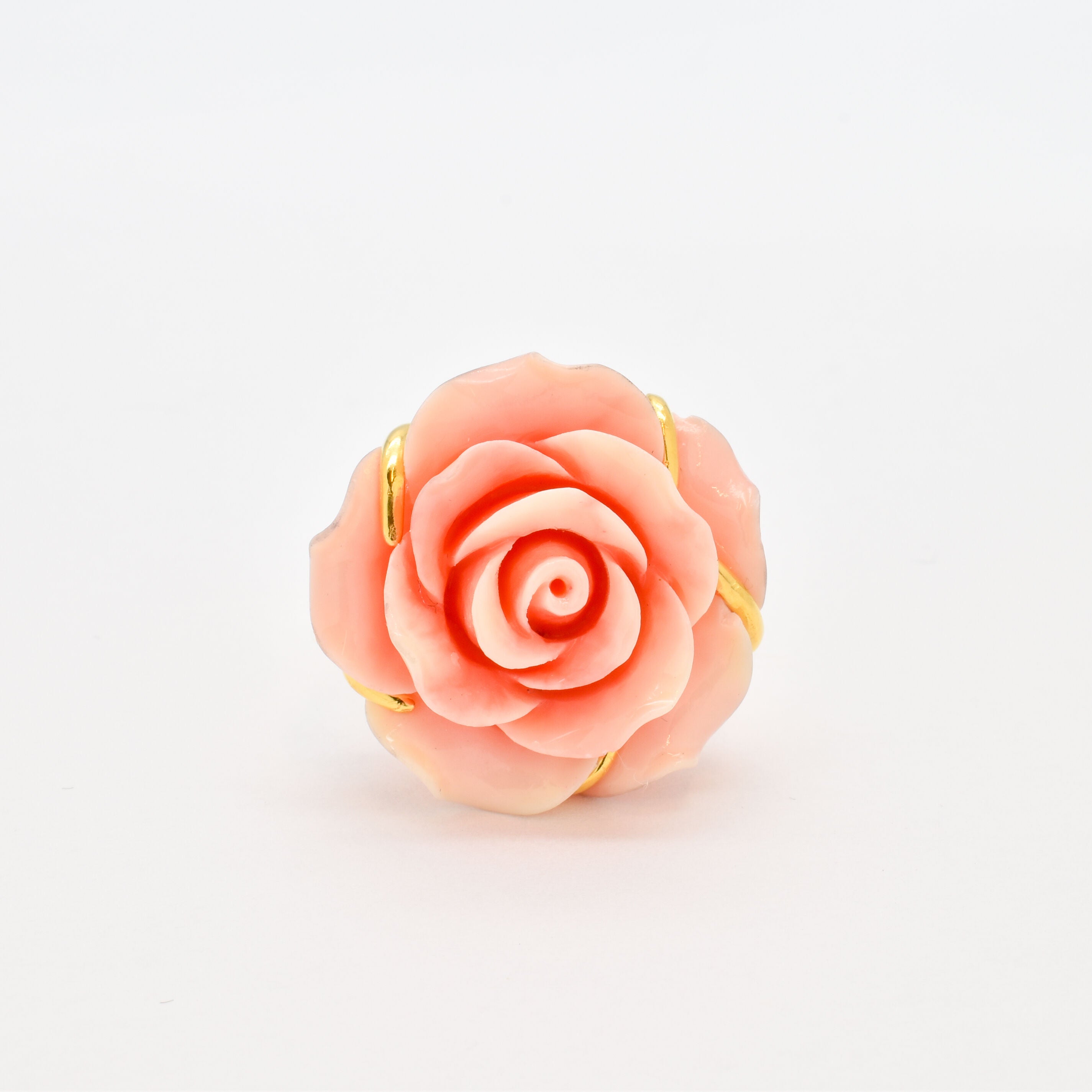 Large Rose Ring, Created Coral, Statement Ring, Flower Ring, Romantic Ring, Carved Ring, Large Pink Ring, Angel Skin Ring, Solid Silver Ring(1)