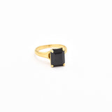 Gold Onyx Ring - Black Square Ring - Vintage Gold Ring