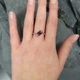 Square Garnet Ring, Natural Garnet, Antique Ring, January Birthstone, Red Vintage Ring, Engagement Ring, Dainty Ring, Sterling Silver Ring