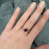 Square Garnet Ring, Natural Garnet, Antique Ring, January Birthstone, Red Vintage Ring, Engagement Ring, Dainty Ring, Sterling Silver Ring