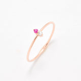 Certified Diamond Ring - Solid 14k Gold Ring - Real Ruby Ring