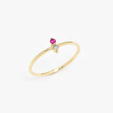 Certified Diamond Ring - Solid 14k Gold Ring - Real Ruby Ring