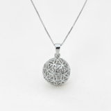 Gold Sphere Pendant - Ornamental Ball Necklace - Flower of Life Necklace