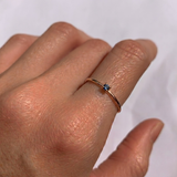 Blue Diamond Ring - Real 14k Gold Diamond Ring - Dainty Blue Diamond Ring
