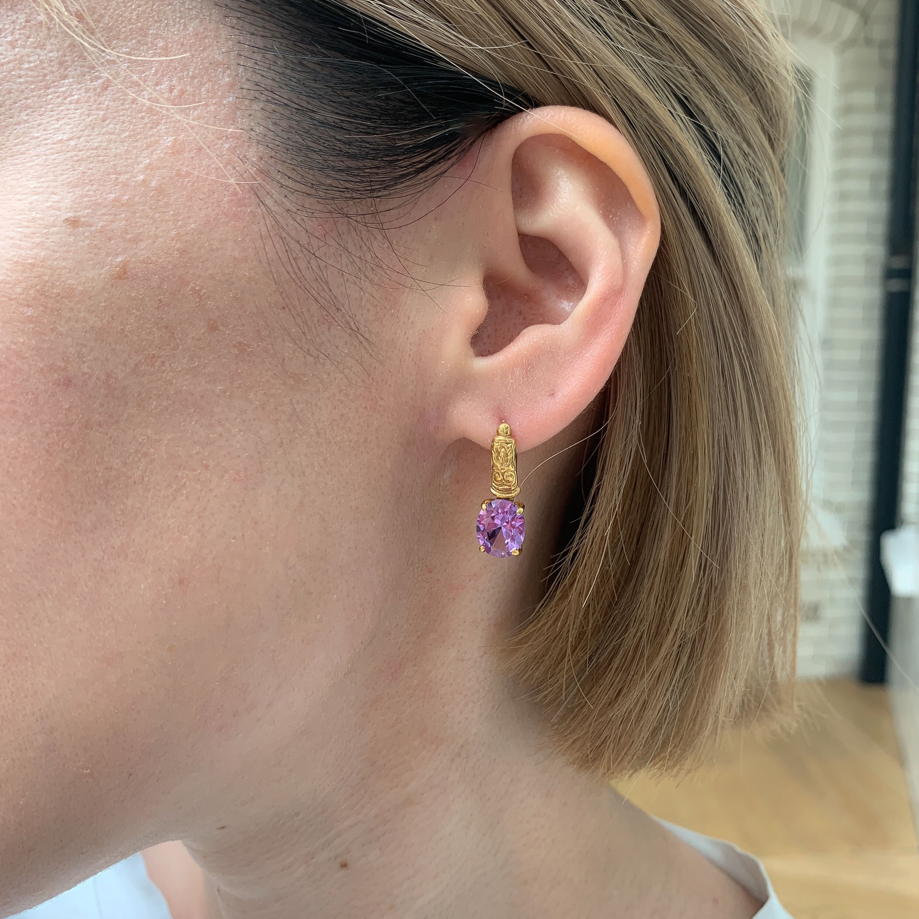 2804-E-nAME: Gold Vermeil Natural Purple Amethyst