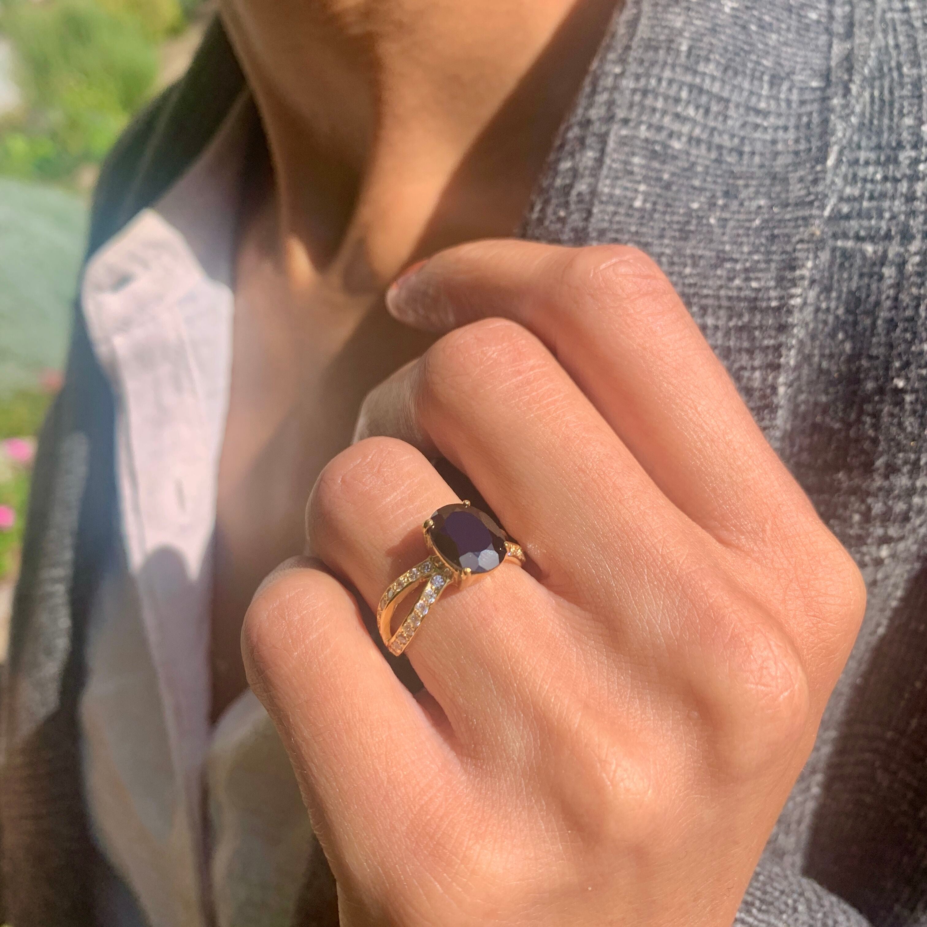 2510-R-nONY: Gold Vermeil 18k Natural Onyx