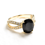 Silver Onyx Ring - Black Engagement Ring - Split Shank Ring