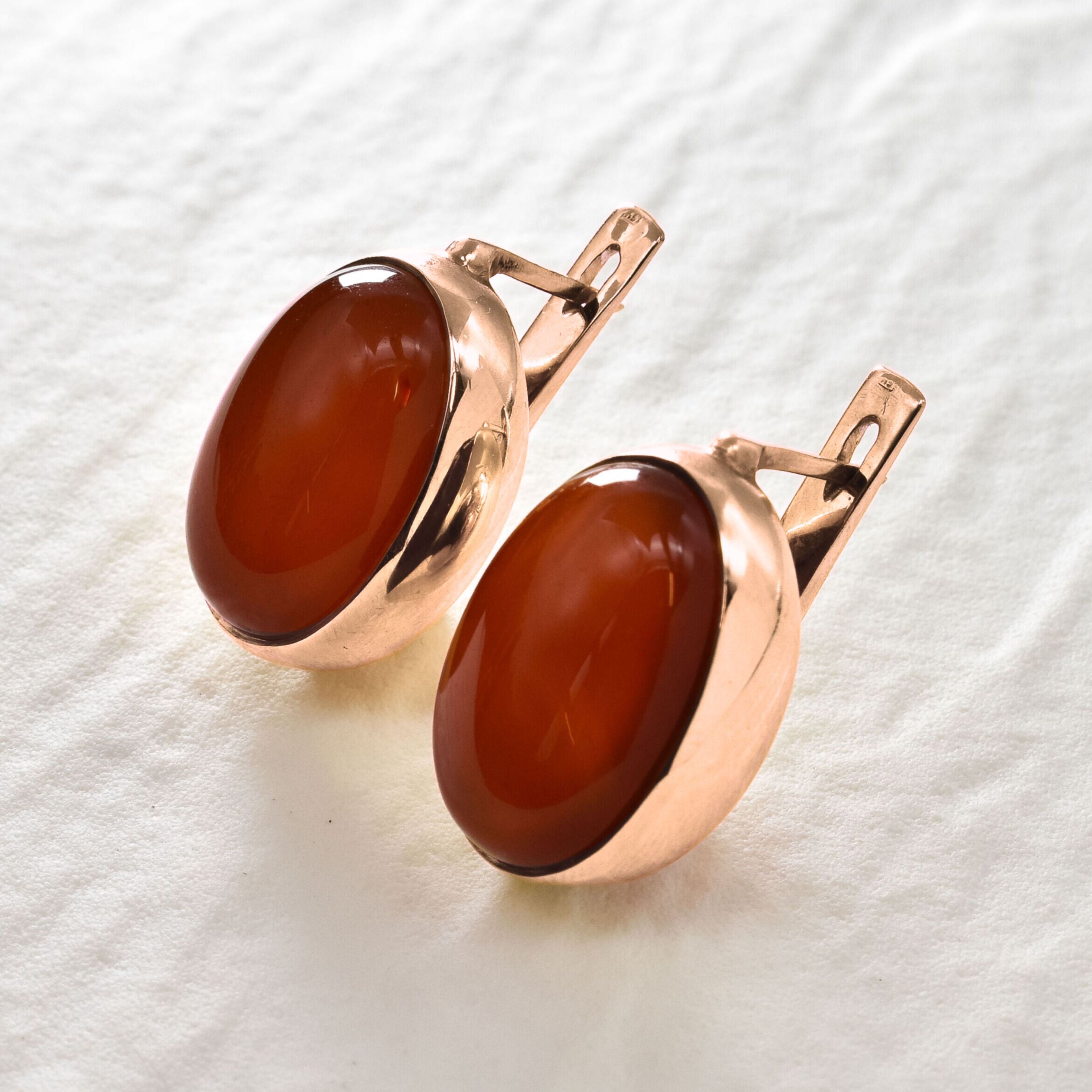 1114-E-nREA: Rose Gold Vermeil Natural Carnelian