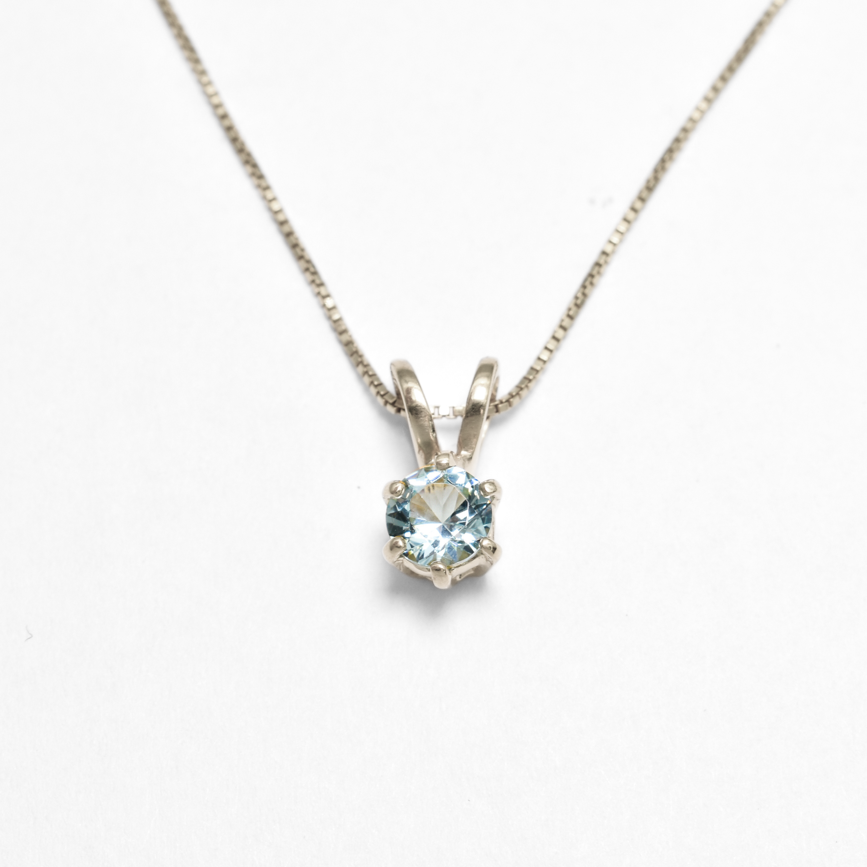 Gold Aquamarine Pendant - Round Blue Necklace - Vintage Classy Necklace