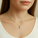 Elegant 18k Gold Vermeil Aquamarine Pendant with Round March Birthstone, perfect for everyday wear and special occasions.
