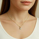 Elegant 18k Gold Vermeil Aquamarine Pendant with Round March Birthstone, perfect for everyday wear and special occasions.