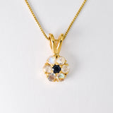 Moonstone Flower Necklace - Gold Moonstone Pendant - Vintage Sapphire Necklace made in 18k Gold Vermeil. Ideal for everyday wear and perfect for birthday gifting and special occasions.