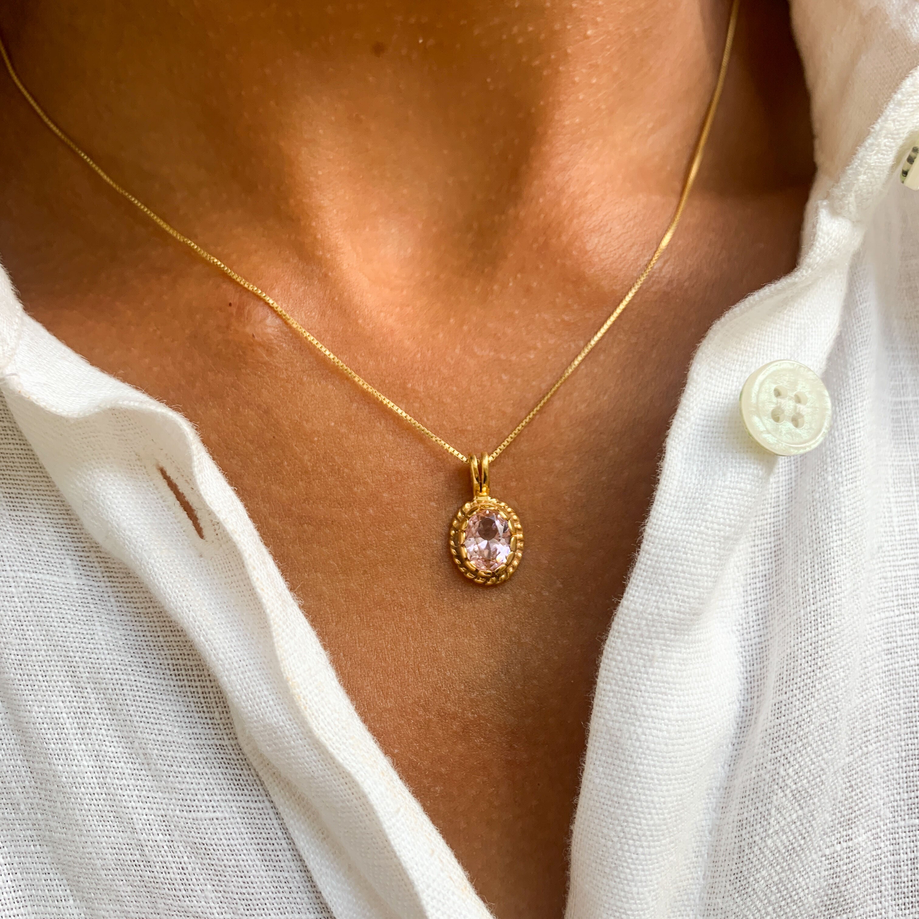 2350/1-P-cMOR: Gold Vermeil 18k Created Morganite