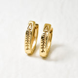 Gold Hoop Earrings - Fish Bone Earrings - Hinged Hoop Earrings