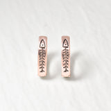 Silver Hoop Earrings - Fishbone Earrings - Silver Fish Earrings