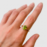 Gold Peridot Ring – 18k Gold Vermeil Green Oval Birthstone Ring