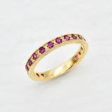 Silver Alexandrite Ring - Pink Eternity Ring - Pink Stackable Band