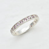 Gold Morganite Ring - Soft Pink Ring - Vintage Eternity Band