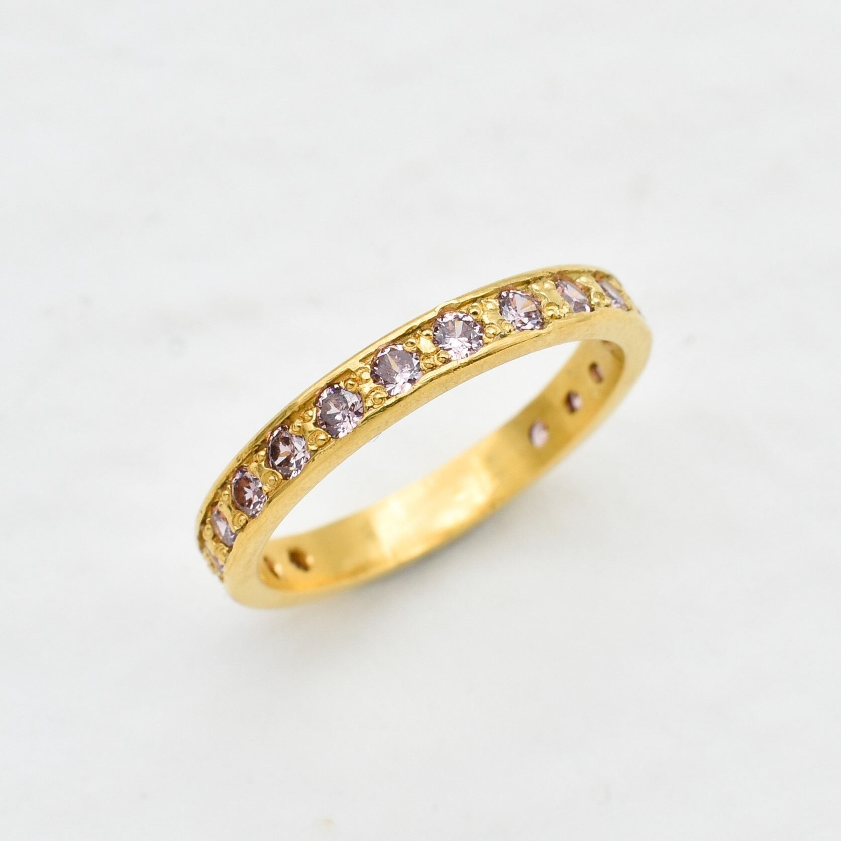 2430-R-cMOR: Gold Vermeil 18k Created Morganite