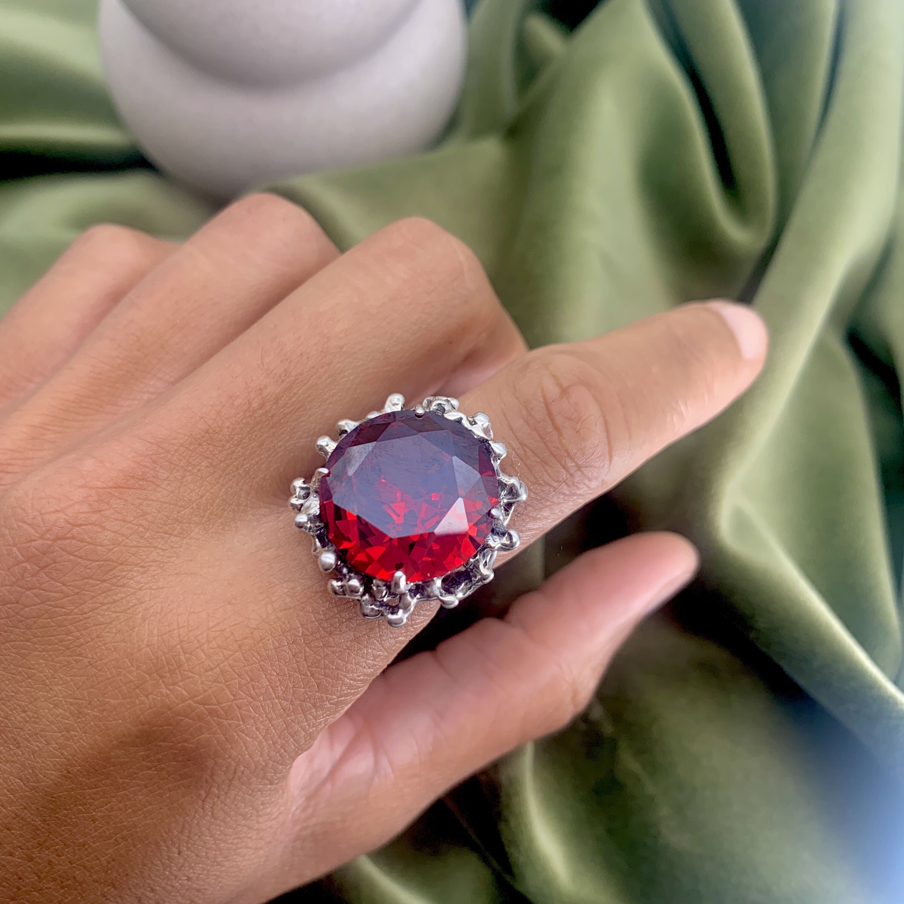 2438-R-cRUB: Sterling Silver 925 Created Ruby