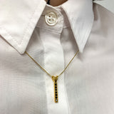 Dainty Onyx Pendant - Black Vertical Necklace - Onyx Bar Necklace