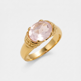 Gold Quartz Ring - Pink Boho Ring - Rose Quartz Ring