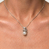 Spiral Pearl Pendant - Swirl Diamond Necklace - Bridal Pearl Necklace