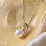 2504-P-nWHP: Sterling Silver 925 Natural White Pearl Natural Emerald