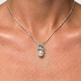 Swirl Pearl Pendant - Round White Necklace - Spiral Bridal Necklace