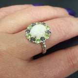 Precious Opal Ring, Natural Opal, Victorian Ring, October Birthstone Ring, White Oval Ring, Tourmaline Ring, Vintage Ring, Solid Silver Ring