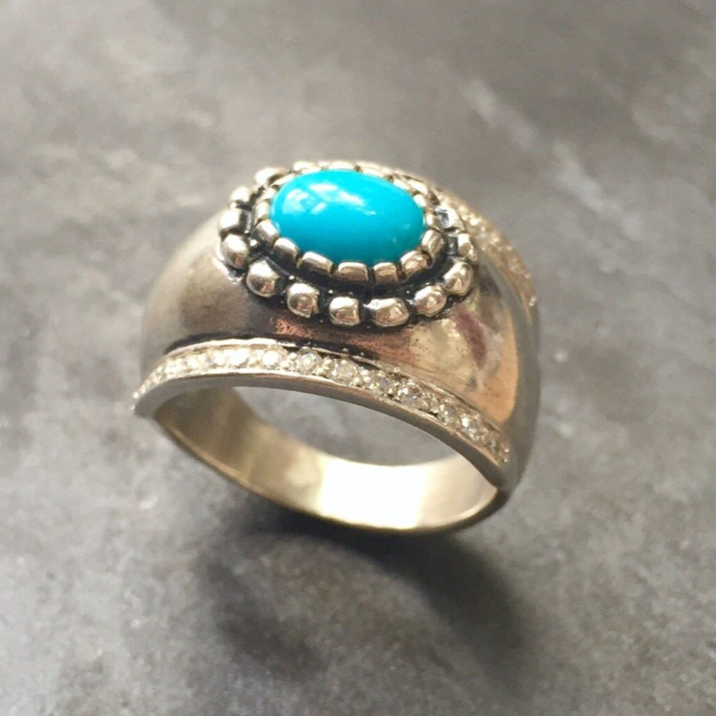 Turquoise Ring, Natural Turquoise, Vintage Ring, Arizona Turquoise, 2 Carats, Bezel Ring, Sleeping Beauty Turquoise, Solid Silver Ring