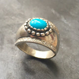 Turquoise Ring, Natural Turquoise, Vintage Ring, Arizona Turquoise, 2 Carats, Bezel Ring, Sleeping Beauty Turquoise, Solid Silver Ring