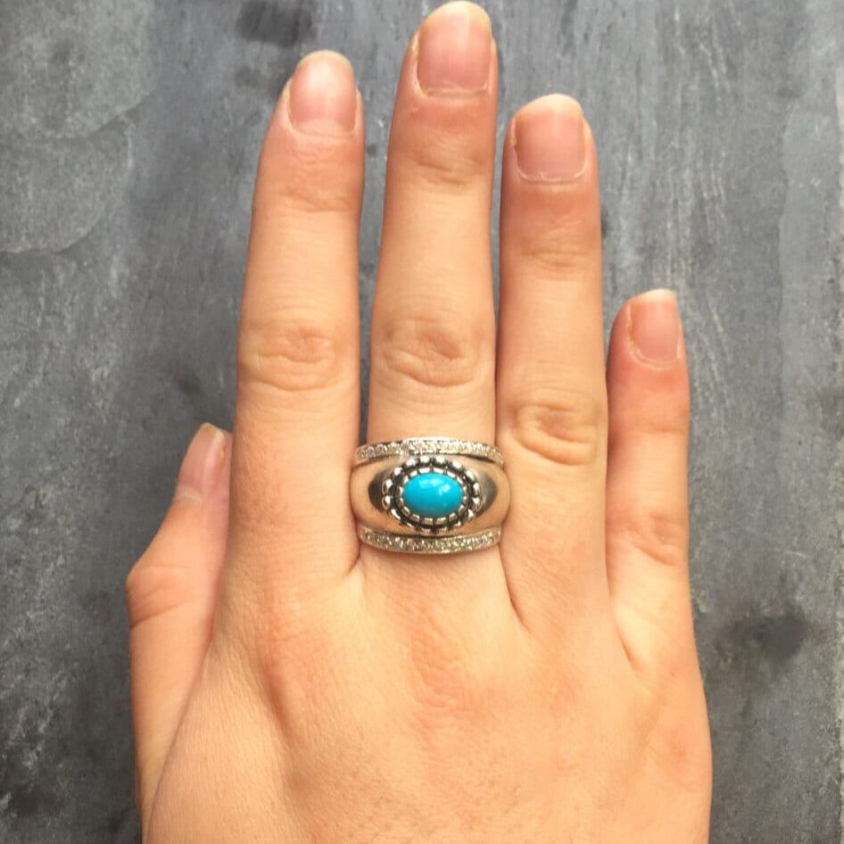 Turquoise Ring, Natural Turquoise, Vintage Ring, Arizona Turquoise, 2 Carats, Bezel Ring, Sleeping Beauty Turquoise, Solid Silver Ring