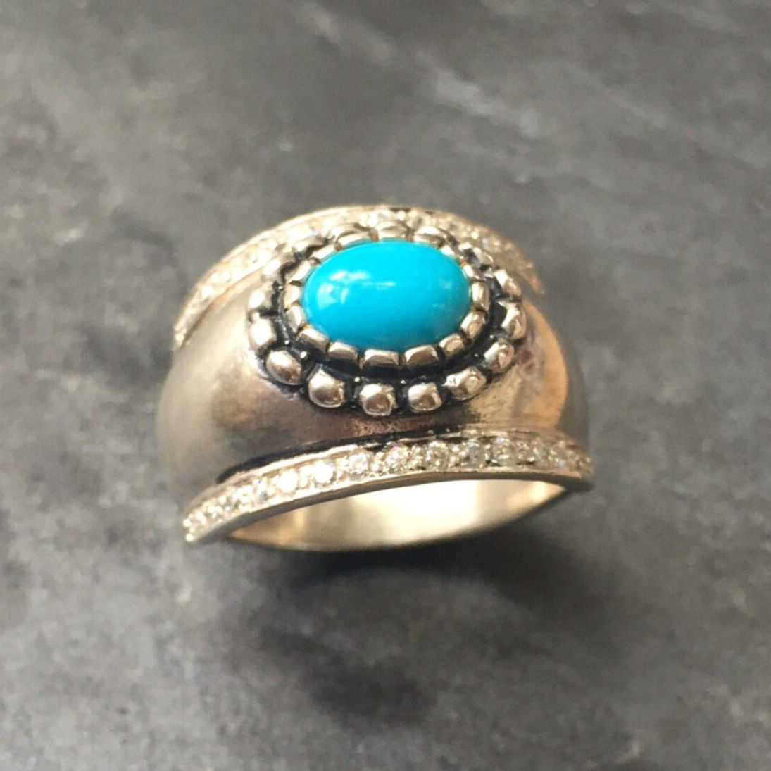 Turquoise Ring, Natural Turquoise, Vintage Ring, Arizona Turquoise, 2 Carats, Bezel Ring, Sleeping Beauty Turquoise, Solid Silver Ring