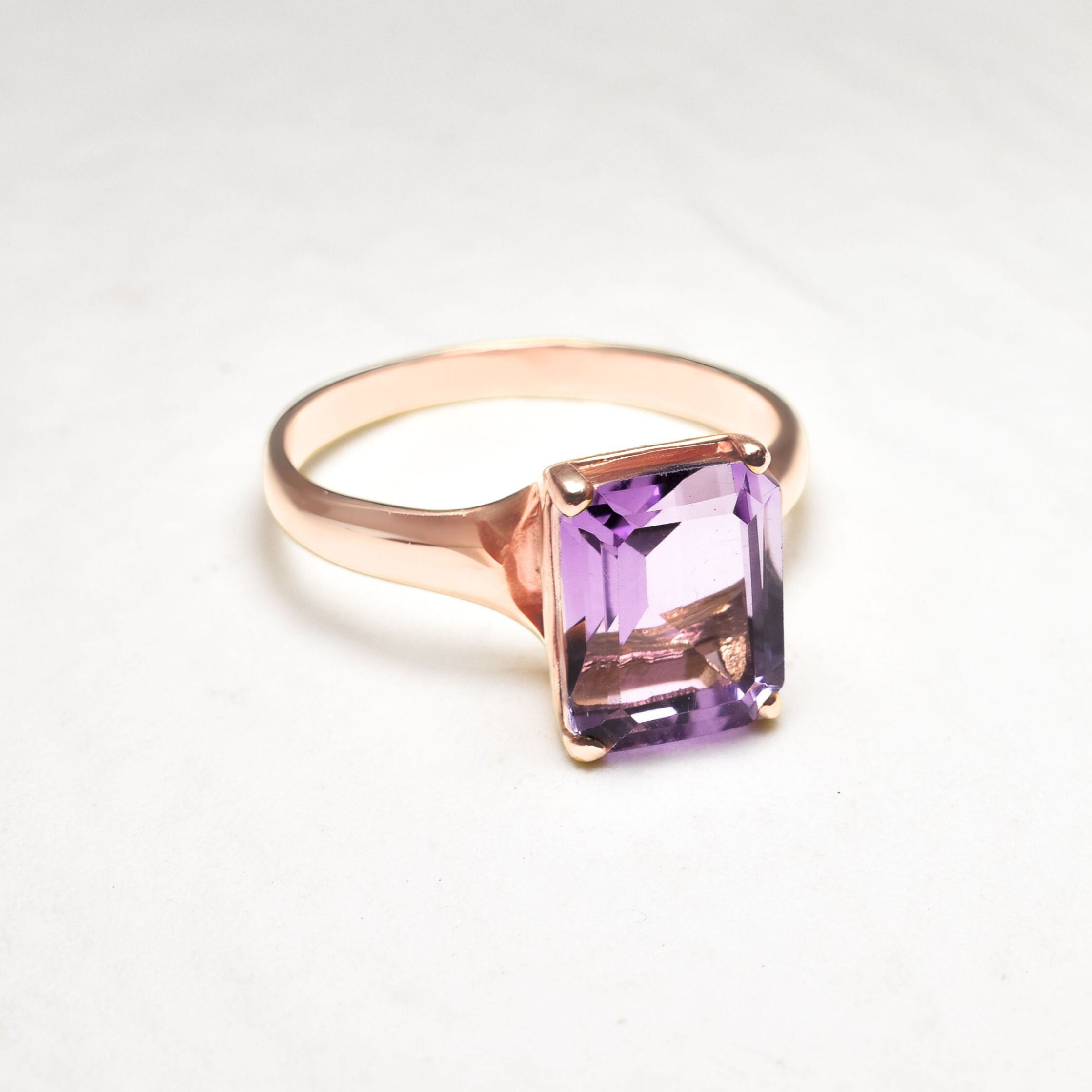 1059-R-nAME: Rose Gold Vermeil Natural Amethyst