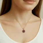 Elegant 18k Gold Vermeil Ruby Pendant, featuring a stunning cluster of natural red rubies, perfect for birthdays and special occasions.