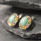 Genuine Emerald Earrings, Emerald Flower Earrings, May Birthstone Earrings, Green Statement Earrings, Large Flower Earrings, Rare By Adina